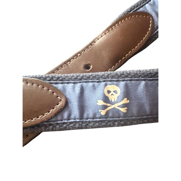Vineyard Vines Mens Skull & Crossbones Leather Trim Belt Size 30 - Picture 3 of 5